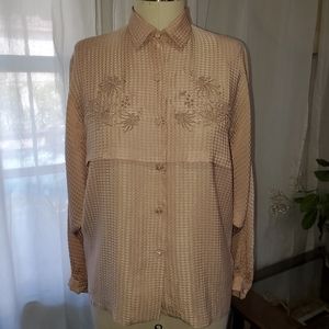 BEGONIA Vintage Pure Silk Embroidered Blouse